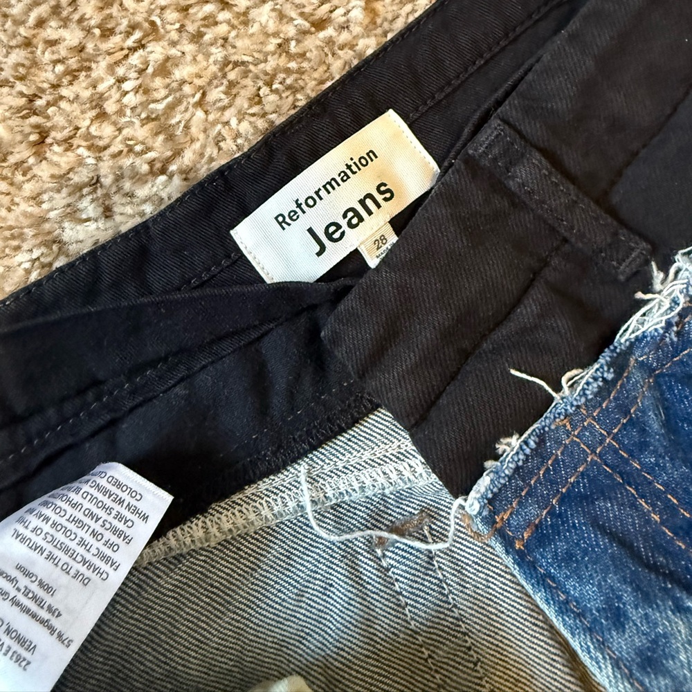 Reformation Black Waistband Blue Denim Jeans